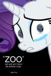 blue_eyeshadow bodily_fluids crying duo eyeshadow female feral fur grin horn makeup male movie_poster parody poster poster_template reflection smile tail tears title white_body white_fur bluevon friendship_is_magic hasbro my_little_pony mythology zoo_(film) rarity_(mlp) spike_(mlp) dragon equid equine mammal mythological_creature mythological_equine mythological_scalie scalie unicorn