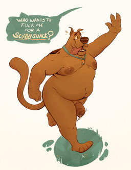 anthro anthrofied areola balls belly belly_overhang big_areola big_belly big_moobs big_penis bodily_fluids claws collar collar_tag dripping drooling eyebrows fatpad flying_sweatdrops foreskin fur genital_fluids genitals gesture glans grass half-erect hand_gesture humanoid_genitalia humanoid_penis imminent_sex inviting inviting_to_sex male moobs motion_lines navel nipples nude offscreen_character open_mouth open_smile overweight overweight_anthro overweight_male penis plant precum precum_drip profanity running saliva saliva_on_tongue simple_background smile solo sweat sweatdrop teeth text thick_arms thick_penis thick_thighs tongue tongue_out tuft unretracted_foreskin white_background chocolateandmilk hanna-barbera scooby-doo_(series) scooby-doo canid canine canis domestic_dog great_dane mammal mastiff molosser 2026 english_text hi_res