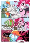 absurd_res angel_(mlp) blue_body blue_feathers blue_fur building carrot_top_(mlp) clothing collar comic cutie_mark derpy_hooves_(mlp) dialogue earth_pony english_text equid equine facial_piercing feathered_wings feathers female feral fluttershy_(mlp) friendship_is_magic fur group hair hasbro hi_res horse lily_(mlp) mammal mohawkrex multicolored_hair my_little_pony mythological_creature mythological_equine mythology outside pegasus piercing pink_hair pinkamena_(mlp) pinkie_pie_(mlp) pony quadruped rainbow_dash_(mlp) rainbow_hair rocket smile spiked_collar spikes tail text whysoseriouss wings