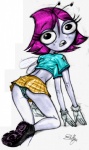 anthro bottomwear butt clothing female hair insect_wings multi_limb open_mouth pink_hair simple_background skirt solo thong underwear white_background wings fluffy_(artist) disney the_buzz_on_maggie maggie_pesky arthropod fly_(animal) insect