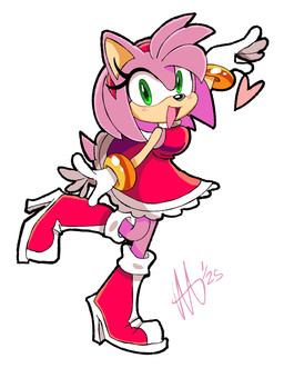 5_fingers anthro clothed clothed_female clothing dress female female_anthro fingers footwear fur gloves hair handwear heart_symbol pink_body pink_fur pink_hair red_clothing red_dress red_footwear red_shoes shoes simple_background solo white_background white_clothing white_gloves white_handwear kiwisharku sega sonic_the_hedgehog_(series) amy_rose eulipotyphlan hedgehog mammal 2024 dated hi_res