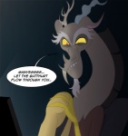 antlers computer electronics hair horn humor male red_eyes solo text peachiekeenie friendship_is_magic hasbro my_little_pony discord_(mlp) chimera draconequus english_text