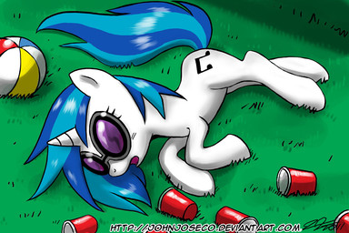 ball container cup cutie_mark detailed_background drunk eyewear female feral goggles grass hair horn multicolored_hair plant quadruped solo substance_intoxication tail toony two_tone_hair john_joseco friendship_is_magic hasbro my_little_pony mythology vinyl_scratch_(mlp) equid equine mammal mythological_creature mythological_equine unicorn 2011 3:2