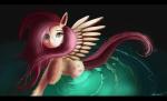 black_bars cutie_mark eyelashes feathered_wings feathers female feral fur green_eyes hair partially_submerged pink_hair smile solo water wings yellow_body yellow_fur auroriia friendship_is_magic hasbro my_little_pony mythology fluttershy_(mlp) equid equine mammal mythological_creature mythological_equine pegasus absurd_res hi_res