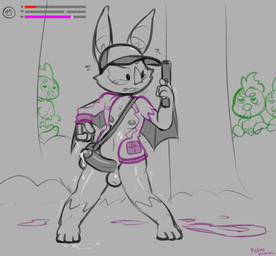 3_toes anthro anthro_focus balls being_watched big_penis bodily_fluids bottomless circumcised clothed clothing erection exhibitionism feet gameplay_mechanics genital_fluids genitals group gui gun handgun hat headgear headwear health_bar heart_eyes heart_symbol holding_gun holding_handgun holding_object holding_pistol holding_ranged_weapon holding_weapon humanoid_genitalia humanoid_penis leg_markings looking_at_another lust_bar male male_focus markings motion_lines nipples open_clothing open_shirt open_topwear outside penis pistol plant precum ranged_weapon shaking shirt socks_(marking) solo_focus standing toes topwear torn_clothing torn_shirt torn_topwear tree trembling weapon winged_arms wings felino cod_zombies pixile_studios super_animal_royale avian bat bird chicken galliform mammal phasianid super_bat_(sar) undead zombie zombie_joes_(sar) 2026 hi_res sketch