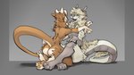 anthro brown_body brown_fur ear_piercing ear_ring fur hug pawpads piercing ring_piercing tail white_body white_fur yellow_eyes andr0ch mythology raen_(1oi) reed_(andr0ch) dragon eastern_dragon furred_dragon furred_scalie mythological_creature mythological_scalie scalie absurd_res hi_res