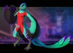 anthro avian_feet cyberpunk male purple_eyes science science_fiction solo essence_of_rapture nintendo the_legend_of_zelda avian bird quetzal rito trogonid absurd_res hi_res