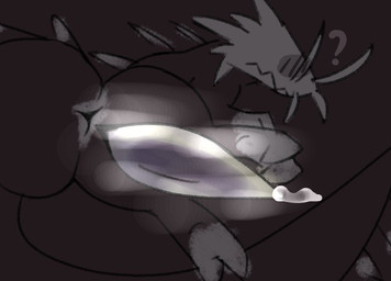 animal_genitalia antennae_(anatomy) anus big_penis big_tail blush blush_lines bodily_fluids butt butt_focus claws eyeless feral genital_fluids genital_slit genitals glistening glistening_genitalia glistening_penis grey_anus grey_body grey_claws grey_head grey_penis huge_tail leaking_precum lying male musk musky_penis on_side penis precum precum_on_ground precum_on_penis presenting presenting_hindquarters presenting_penis question_mark rear_view solo spiked_head spiked_tail spikes spikes_(anatomy) tail tapering_penis midnightpurrs rain_world videocult black_lizard_(rain_world) lizard_(rain_world)