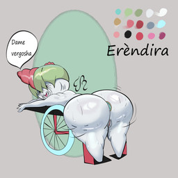 anthro big_butt butt buttplug elderly elderly_female erendira female genitals green_hair hair huge_butt not_furry nude plug_(sex_toy) sex_toy simple_background solo vehicle vulva wheelchair white_body wide_hips eddiebrije nintendo pokemon fan_character generation_3_pokemon pokemon_(species) ralts 1:1 absurd_res hi_res