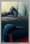 bitterstrawberries comic corpse death digital_media_(artwork) english_text feathers female feral hi_res loon open_mouth plant sad severed_body_part severed_limb severed_wings simple_background solo swimming text water zandra_(bitterstrawberries)
