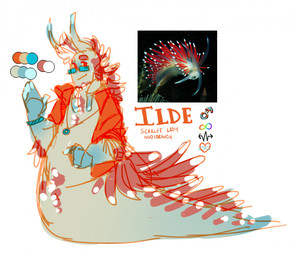 blue_arms blue_hands bracelet clothing eyewear gesture glasses horn jacket jewelry looking_at_viewer male necklace orange_clothing orange_jacket orange_topwear red_eyes simple_background solo spikes spikes_(anatomy) split_form tan_body topwear waving waving_at_viewer white_background rnainframe aquatic aquatic_gastropod gastropod gastropod_taur merfolk mollusk nudibranch nudibranch_merfolk sea_slug slug taur reference_image