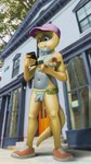 anthro anthrofied balls bodily_fluids building cellphone clothing condom condom_wrapper countershade_body countershade_torso countershading day eating electronics eye_markings fanny_pack flaccid food footwear footwear_only foreskin genitals hat hat_only headgear headgear_only headwear headwear_only holding_cellphone holding_food holding_hot_dog holding_object holding_phone holding_smartphone hot_dog humanoid_genitalia humanoid_penis long_tail looking_at_object looking_at_phone male male_anthro markings mostly_nude navel nudist outdoor_nudity outside penis phone photo_background plant pokemorph public public_nudity sexual_barrier_device shoes shoes_only sky smartphone solo sweat tail tree unretracted_foreskin window yellow_body young young_anthro young_male apis_(artist) nintendo pokemon caprino_bencivenni dunsparce generation_2_pokemon pokemon_(species) 2023 absurd_res digital_drawing_(artwork) digital_media_(artwork) full-length_portrait hi_res painting_(artwork) photography_(artwork) portrait shaded
