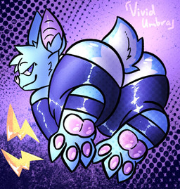 3_toes ambiguous_gender armwear bedroom_eyes big_butt blue_body blue_fur butt butt_focus butt_shot clothing ear_tuft feet foot_focus fur glistening glistening_butt glistening_ears glistening_pawpads half-closed_eyes head_tuft latex latex_armwear latex_clothing latex_legwear legwear looking_at_viewer looking_back narrowed_eyes pattern_background pawpads paws pointy_toes presenting rear_view seductive short_tail simple_background smile smiling_at_viewer solo stirrup_legwear suggestive_look tail thigh_highs toes tuft vividumbra bat mammal digital_media_(artwork) hi_res shaded