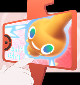 ambiguous_gender bikini bikini_bottom bikini_top clothing electronics feral gold_bikini looking_at_viewer phone solo swimwear two-piece_swimsuit spicymeat nintendo pokemon generation_4_pokemon pokemon_(species) rotom rotom_phone hi_res