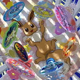 ambiguous_gender brown_body brown_eyes brown_fur crib dipstick_tail featureless_crotch feral fur happy lying markings on_back open_mouth pawpads paws solo tail tail_markings tongue vertlapin96 nintendo pokemon eevee eeveelution espeon flareon generation_1_pokemon generation_2_pokemon generation_4_pokemon generation_6_pokemon glaceon jolteon leafeon pokemon_(species) sylveon umbreon vaporeon 1:1 2026 hi_res signature