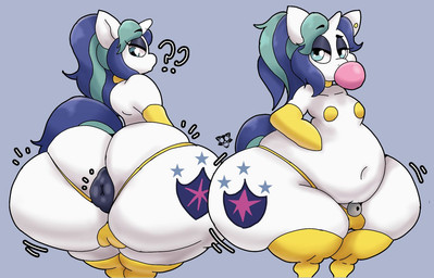 anthro anus big_butt blue_eyes blue_hair butt clothing cutie_mark femboy hair horn huge_butt male solo thick_thighs thong underwear white_body crowundeadcat friendship_is_magic hasbro my_little_pony mythology shining_armor_(mlp) equid equine horse mammal mythological_creature mythological_equine pony unicorn