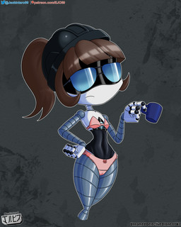 armor brown_hair clothed clothing container cup eyewear female fingers glasses hair hat headgear headwear helmet machine mug not_furry ponytail simple_background solo text underwear unnamed_detective_drone white_body jackintaro glitch_productions murder_drones unnamed_character android humanoid robot robot_humanoid worker_drone 4:5 absurd_res digital_media_(artwork) hi_res url