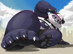 5_toes anthro claws clothing feet hat headgear headwear macro male micro overweight overweight_anthro overweight_male pawpads paws solo toes dj-rodney lifewonders tokyo_afterschool_summoners alp_(tas) bear giant_panda mammal ursine