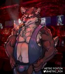 chazz cigar clothing leather leather_clothing male musclegut muscular metric_fox canid canine canis mammal wolf hi_res