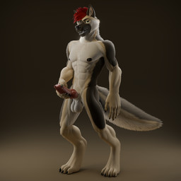 4_toes 5_fingers animal_genitalia anthro balls black_nails brown_body brown_fur colored_nails erection feet fingers fur furgonomic_piercing furgonomics genital_piercing genitals green_eyes holding_own_penis holding_penis knot looking_at_viewer male nails paws penis piercing sheath sheath_piercing solo standing tan_body tan_fur toes calixto calixto_(modeler) xasyr canid canine canis domestic_dog german_shepherd herding_dog mammal pastoral_dog 1:1 3d_(artwork) 3d_model_showcase blender_(artwork) blender_eevee_(artwork) digital_media_(artwork) hi_res
