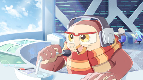 anthro electronics eyewear glasses headgear headphones headset male microphone open_mouth scarf solo ririkuma idw_publishing sega sonic_the_hedgehog_(comics) sonic_the_hedgehog_(idw) sonic_the_hedgehog_(series) nite_the_owl avian bird owl hi_res