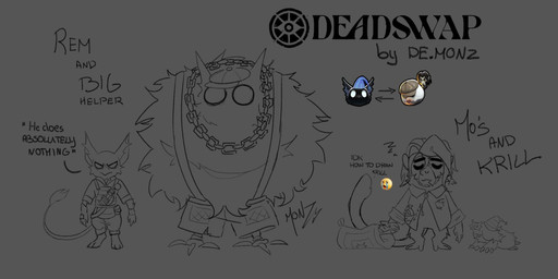 alternate_costume anthro chain_necklace claws clothing clothing_swap feral feralized group hat headgear headwear jewelry jumpsuit male necklace pajamas pillow role_swap shirt size_difference suspenders tank_top text tired topwear de_monza deadlock_(game) valve krill_(deadlock) mo_(deadlock) rem_(deadlock) eulipotyphlan haplorhine mammal mole_(animal) monkey primate english_text