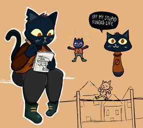 :< alternate_form anthro belly black_body black_fur boots bottomwear breasts building clothed clothing drawing_(action) female footwear fungus fur holding_notebook holding_object holding_pencil house humor notched_ear pants pencil_(object) pun shirt shoes simple_background sitting slightly_chubby slightly_chubby_anthro slightly_chubby_female smile solo speech_bubble tail talking_to_viewer tan_background text topwear utility_pole walking whiskers newartistcool fuck_my_stupid_baka_life night_in_the_woods mae_borowski domestic_cat elemental_creature felid feline felis fungi_fauna mammal 2024 digital_media_(artwork) english_text sketch_page