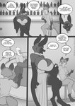 anthro bat big_breasts bottomwear breasts canid canine cleavage clothed clothing comic crossed_legs dialogue disney english_text female fox freckles_(artist) huge_breasts male mammal monochrome nick_wilde pants red_fox shirt text topwear true_fox zootopia