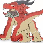 anthro anus balls butt genitals male red_eyes solo tail opstah brawlhalla mythology ragnir_(brawlhalla) dragon mythological_creature mythological_scalie scalie 1:1