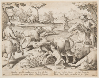 anus balls bite biting_another castle clothing collar death female feral genitals group hat headgear headwear historical_dress horn horseback_riding hunting killing male medieval_clothing melee_weapon plant polearm riding running spear teats text udders weapon young jan_van_der_straet_(stradanus) buffalo canid canine canis domestic_dog equid equine horse human mammal 1596 16th_century absurd_res ancient_art hi_res latin_text monochrome translated