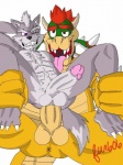 anal anal_penetration anthro anus balls duo erection genitals male male/male male_penetrated male_penetrating male_penetrating_male nude penetration penis semi-anthro sex simple_background white_background furryboy606 mario_bros nintendo star_fox bowser wolf_o'donnell canid canine canis koopa mammal scalie wolf 3:4