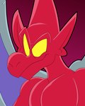 close-up empty_eyes featureless_chest humanoid_pointy_ears male membrane_(anatomy) membranous_wings red_body smile solo wings comicfiruko capcom demon's_crest gargoyle's_quest ghosts_'n_goblins firebrand demon gargoyle red_arremer digital_media_(artwork) hi_res