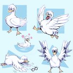 blue_background eyewear flower glasses male plant simple_background variations water white_wings wings skonksrus ranma_1/2 mousse_(ranma_1/2) anatid anseriform avian bird duck 1:1 absurd_res hi_res