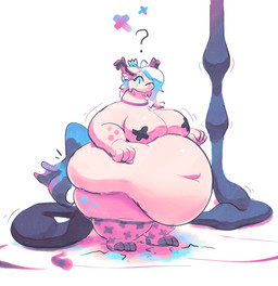 3_toes 4_fingers anthro belly big_belly big_breasts biped bloated blue_hair blue_tail breasts crown deep_navel eyelashes feet female female_anthro fingers fur hair headgear hose hose_in_butt hose_inflation inflation inner_ear_fluff jiggling looking_at_viewer mostly_nude mostly_nude_anthro mostly_nude_female navel nipple_tape obese obese_anthro obese_female oblivious overweight overweight_anthro overweight_female pasties princess question_mark royalty solo tail tan_body tan_ears tan_fur tan_inner_ear_fluff tape toeless_legwear toeless_stockings toes tuft miluinaoxie mythology dragon furred_dragon furred_scalie mythological_creature mythological_scalie scalie 2022 colored digital_drawing_(artwork) digital_media_(artwork) full-length_portrait hi_res portrait