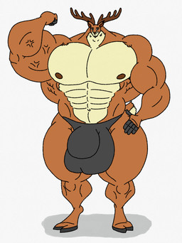 abs anthro antlers aroused biceps big_muscles bulge flexing hooves horn huge_muscles hyper hyper_muscles male masculine muscular nipples pecs solo muscledragon90 musclerabbit90 deer mammal absurd_res hi_res