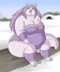 anthro breasts cleavage clothed clothing female mountain obese obese_anthro obese_female overweight overweight_anthro overweight_female solo bigladydragon canid canine canis mammal wolf