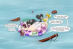 after_vore belly big_belly big_breasts bikini blonde_hair breasts butt clothing female female_pred group hair huge_belly male outside overweight sea speech_bubble split_form swimwear text two-piece_swimsuit vore water frakass human mammal marine merfolk 2013