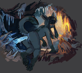 all_fours anal anal_penetration anthro backsack balls blush butt genitals ice icicle looking_back male nude pawpads paws penetration raised_tail solo tail greennie nintendo pokemon eeveelution generation_4_pokemon glaceon pokemon_(species) 2024 digital_media_(artwork) digital_painting_(artwork) hi_res painting_(artwork)
