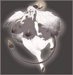 2_horns 3_eyes anthro areola big_breasts biped breasts candle dark_areola dewclaw_hooves female floppy_ears fur glistening glistening_body glistening_breasts glistening_thighs gradient_hair grey_areola grey_background grey_body grey_hair grey_skin hair hooves horn huge_breasts huge_hair huge_hips huge_thighs long_ears long_hair lop_ears multi_eye nude simple_background solo spade_tail tail thick_thighs white_body white_fur white_hair wide_hips wings vetarix bovid caprine caprine_demon demon goat_demon mammal 2021 hi_res