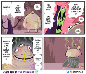 3_eyes 3_fingers 4_fingers 4_panel_comic ambiguous_gender anthro banana_peel bone border close-up clothed clothing dialogue duo fingers instagram_logo looking_down looking_down_at_another multi_eye open_mouth open_smile shadow skull skull_head smile speech_bubble text trash_can twitter_logo white_border yelling_at_another merrivius arlokk_the_atrocious instagram twitter webtoon arlokk arthropod fly_(animal) insect monster 2022 artist_name comic digital_media_(artwork) english_text shaded