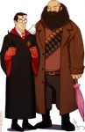 ammunition bandolier beard boots clothing derp_eyes eyewear facial_hair feathered_wings feathers feral footwear glasses group gryffindor hogwarts_uniform human_focus humor jacket looking_at_viewer male necktie not_furry_focus parody robe scar school_uniform shoes simple_background topwear umbrella uniform wand white_background wings unknown_artist harry_potter_(series) team_fortress_2 valve archimedes_(team_fortress_2) heavy_(team_fortress_2) medic_(team_fortress_2) rubeus_hagrid avian bird columbid dove human mammal