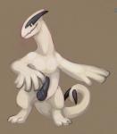 2016 after_transformation animal_genitalia animal_penis avian erection feral forced generation_2_pokemon genitals legendary_pokemon looking_at_viewer lugia male nintendo penis pokemon pokemon_(species) quillmonster simple_background solo tail traditional_media_(artwork) transformation