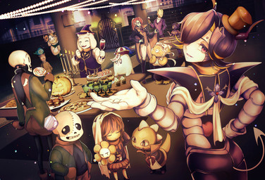 anthro beard beverage bone clothing costume facial_hair female fire flower food fruit group holidays horn large_group lights long_ears machine male plant pumpkin skeleton sonosonox halloween undertale undertale_(series) alphys asgore_dreemurr flowey_the_flower frisk_(undertale) grillby mettaton_ex monster_kid muffet napstablook papyrus_(undertale) sans_(undertale) toriel undyne animated_skeleton aquatic arachnid arthropod boss_monster_(undertale) bovid caprine elemental_creature fire_creature fish flora_fauna flower_creature ghost human lizard mammal reptile robot scalie spider spirit undead