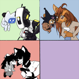 anthro bone cosplay female feral group machine skull turret weapon unknown_artist portal_(series) prostokvashino valve valve_corporation glados tama-tama canid canine canis domestic_cat domestic_dog felid feline felis hybrid mammal robot turret_(portal) 1:1 meme