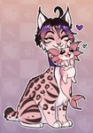 ambiguous_gender anthro black_hair bottomless clothed clothing duo female feral fur hair pink_body pink_fur shirt short_tail tail tank_top topwear thecatnamedfish chip_(thecatnamedfish) fish_(thecatnamedfish) amphibian axolotl chakat domestic_cat felid felid_taur feline felis hybrid mammal mammal_taur marine mole_salamander salamander taur hi_res herm_(lore)