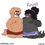 anthro belly belly_to_belly big_belly breast_squish breasts breasts_frottage clothing duo embarrased_horny embarrassed embarrassed_male lying male male/male navel nipples on_front overweight shark_tail shark_teeth squish underwear wide_hips lobi_top fattytober canid canine canis domestic_dog fish hybrid mammal marine shark 1:1 hi_res