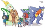 2012 abs ambiguous_gender anthro azelf biceps black_body black_fur blue_body blue_fur breasts canid canine female feral fur garchomp generation_4_pokemon generation_5_pokemon genitals group hi_res humanoid impious lagomorph legendary_pokemon lopunny lucario mammal muscular muscular_female nintendo nipples nude pokemon pokemon_(species) pokemon_trainer pussy red_eyes reptile scalie serpentine serperior simple_background size_difference snake tail white_background yellow_body yellow_fur zoroark
