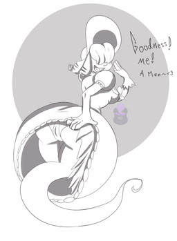 bonnet breasts buckteeth butt clothing dress female hair hair_over_eyes headgear headwear not_furry panties solo teeth underwear wide_hips radicalweegee cartoon_network mighty_magiswords penny_plasm ghost humanoid spirit digital_media_(artwork) monochrome