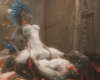 3_fingers anthro anthro_on_anthro anthro_penetrated anthro_penetrating anthro_penetrating_anthro arm_feathers avian_caruncle beak black_nipples blue_body blue_feathers breasts cowgirl_position digitigrade duo eye_contact feather_hair feathered_crest feathers female female_anthro female_on_top female_penetrated fingers from_front_position genitals grey_body grey_scales hands_on_hips head_crest intraspecies looking_at_another looking_at_partner lying male male/female male_anthro male_on_bottom male_penetrating male_penetrating_female nipples non-mammal_breasts non-mammal_nipples on_back on_bottom on_top penetration penile penile_penetration penis penis_in_vagina pseudo_hair pupils red_body red_feathers scales sex slit_pupils vaginal vaginal_penetration vulva yellow_eyes synca pickle_juice_(modeler) halo_(series) microsoft xbox_game_studios blackwatch alien avian kig-yar scalie t'vaoan 3d_(artwork) colored digital_media_(artwork) hi_res