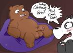 anthro balls belly black_nose blush brown_body brown_fur casual_nudity dialogue duo foreskin fur genitals half-erect humanoid_genitalia humanoid_penis male nude open_mouth partially_retracted_foreskin penis sitting slightly_chubby speech_bubble text peachy-pudding cartoon_network we_bare_bears grizzly_(we_bare_bears) panda_(we_bare_bears) bear brown_bear giant_panda grizzly_bear mammal ursine 2019 absurd_res english_text hi_res signature brother_(lore) brothers_(lore) pseudo_incest_(lore) sibling_(lore)